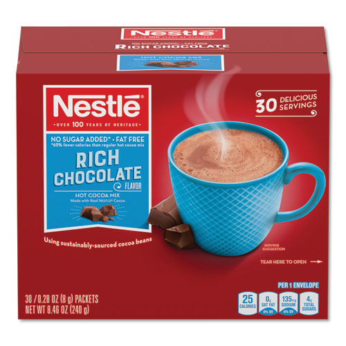 Image of Nestle® No-Sugar-Added Hot Cocoa Mix Envelopes, Rich Chocolate, 0.28 Oz Packet, 30/box
