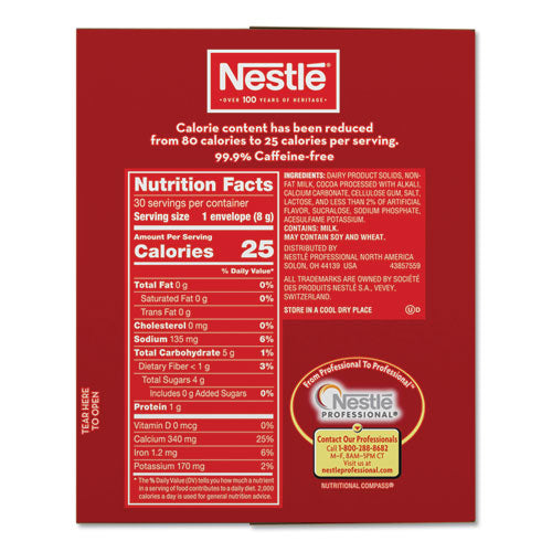 Image of Nestle® No-Sugar-Added Hot Cocoa Mix Envelopes, Rich Chocolate, 0.28 Oz Packet, 30/box