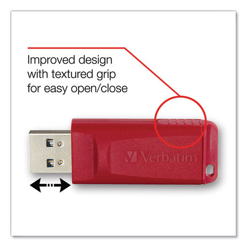 Image of Verbatim® Store 'n' Go Usb Flash Drive, 128 Gb, Red