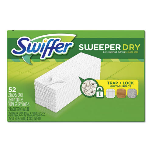 Image of Swiffer® Dry Refill Cloths, White, 10.4" X 8", 52/box, 3 Boxes/carton
