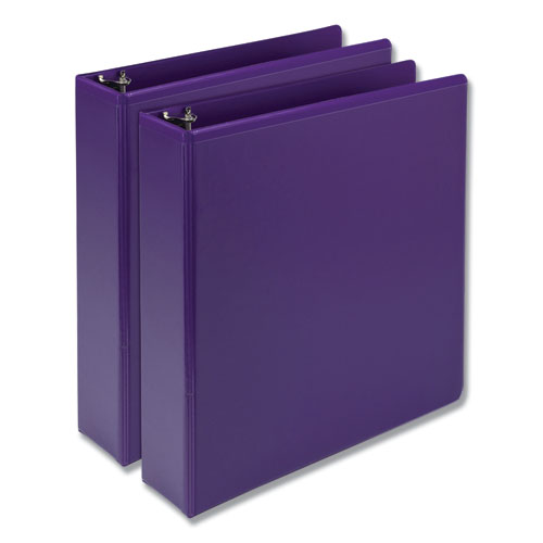 Image of Samsill® Earth's Choice Plant-Based Durable Fashion View Binder, 3 Rings, 2" Capacity, 11 x 8.5, Purple, 2/Pack