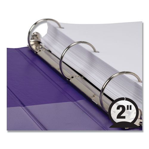 Image of Samsill® Earth's Choice Plant-Based Economy Round Ring View Binders, 3 Rings, 1.5" Capacity, 11 x 8.5, Purple, 2/Pack