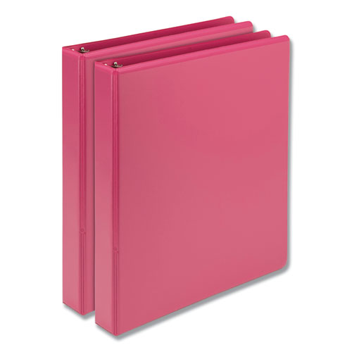 Image of Samsill® Earth's Choice Plant-Based Durable Fashion View Binder, 3 Rings, 1" Capacity, 11 x 8.5, Berry, 2/Pack
