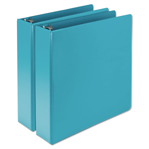 Image of Samsill® Earth's Choice Plant-Based Durable Fashion View Binder, 3 Rings, 2" Capacity, 11 x 8.5, Turquoise, 2/Pack