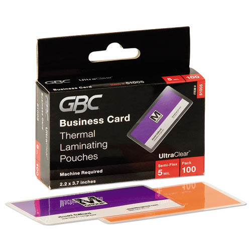Image of GBC® Ultraclear Thermal Laminating Pouches, 5 Mil, 3.69" X 2.19", Gloss Clear, 100/box