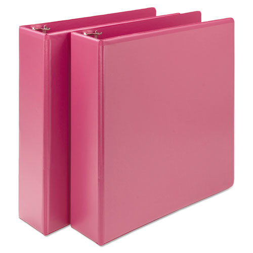 Image of Samsill® Earth's Choice Plant-Based Durable Fashion View Binder, 3 Rings, 2" Capacity, 11 x 8.5, Berry, 2/Pack