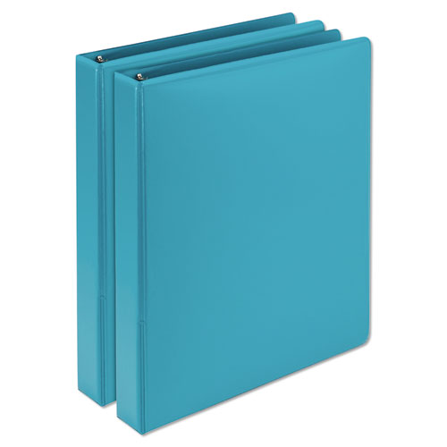 Image of Samsill® Earth's Choice Plant-Based Durable Fashion View Binder, 3 Rings, 1" Capacity, 11 x 8.5, Turquoise, 2/Pack