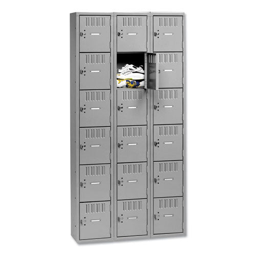 Image of Tennsco Box Compartments, Triple Stack, 36w X 18d X 72h, Medium Gray
