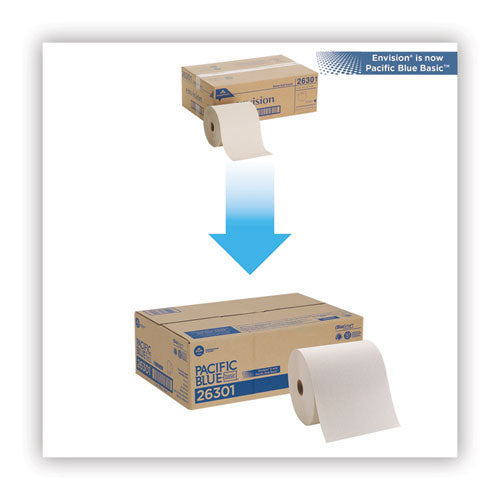 Image of Georgia Pacific® Professional Pacific Blue Basic Nonperforated Paper Towels, 1-Ply, 7.78 x 800 ft, Brown, 6 Rolls/Carton
