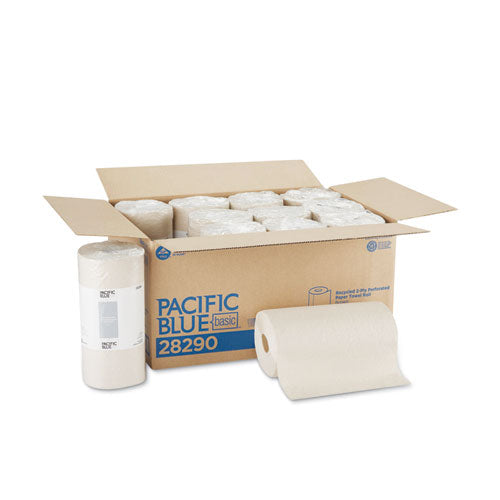 Image of Georgia Pacific® Professional Pacific Blue Basic Jumbo Perforated Kitchen Roll Paper Towels, 2-Ply, 11 x 8.8, Brown, 250/Roll, 12 Rolls/Carton