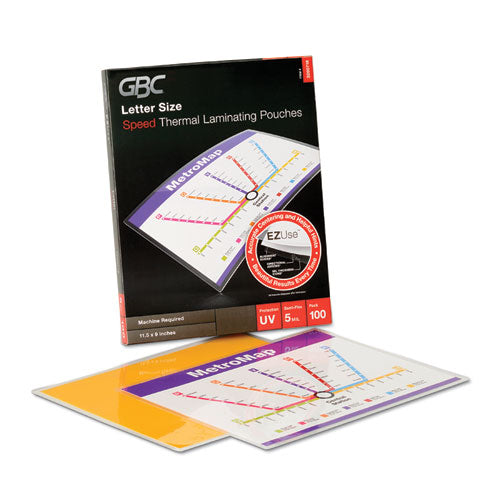 Image of GBC® Ezuse Thermal Laminating Pouches, 5 Mil, 9" X 11.5", Gloss Clear, 100/box