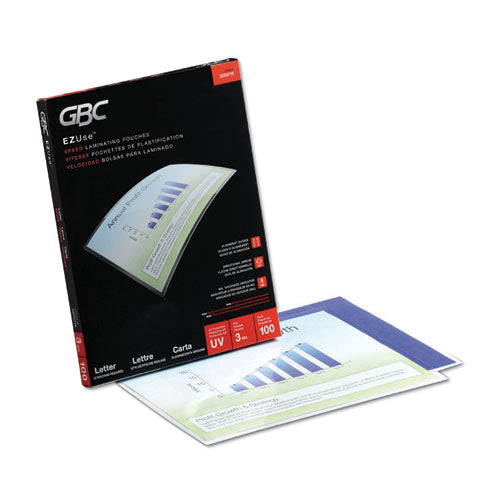 Image of GBC® Ezuse Thermal Laminating Pouches, 3 Mil, 9" X 11.5", Gloss Clear, 100/box