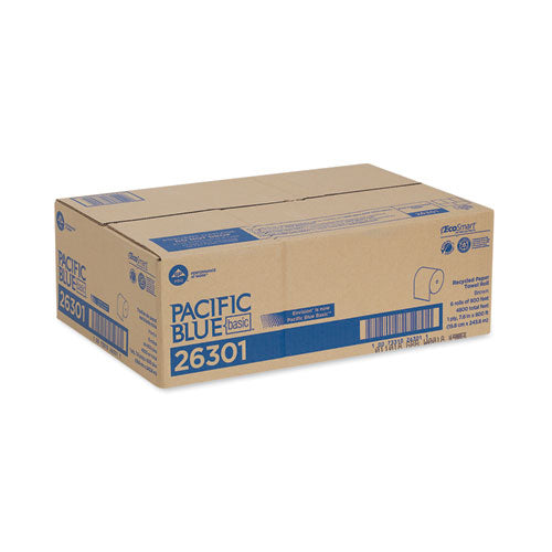 Image of Georgia Pacific® Professional Pacific Blue Basic Nonperforated Paper Towels, 1-Ply, 7.78 x 800 ft, Brown, 6 Rolls/Carton