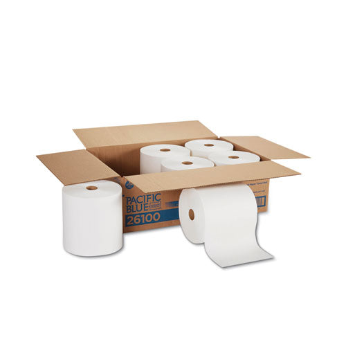 Image of Georgia Pacific® Professional Pacific Blue Basic Nonperf Paper Towels, 1-Ply, 7.78 x 1,000 ft, White, 6 Rolls/Carton