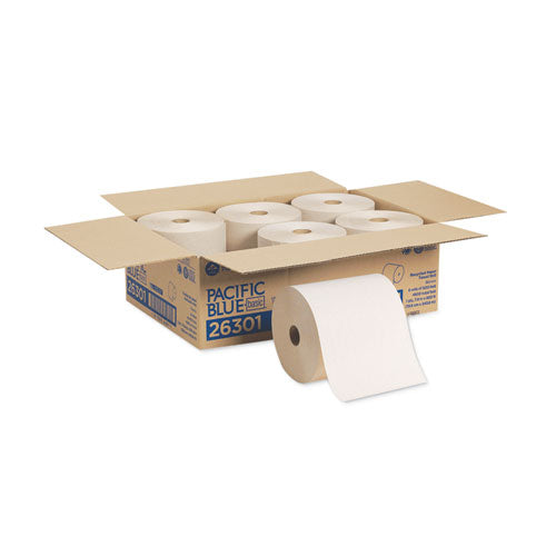 Image of Georgia Pacific® Professional Pacific Blue Basic Nonperforated Paper Towels, 1-Ply, 7.78 x 800 ft, Brown, 6 Rolls/Carton