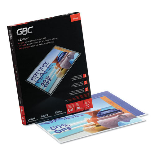 Image of GBC® Ezuse Thermal Laminating Pouches, 10 Mil, 9" X 11.5", Gloss Clear, 50/box