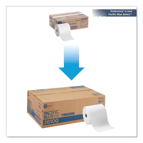Image of Georgia Pacific® Professional Pacific Blue Basic Nonperf Paper Towels, 1-Ply, 7.78 x 1,000 ft, White, 6 Rolls/Carton