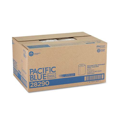 Image of Georgia Pacific® Professional Pacific Blue Basic Jumbo Perforated Kitchen Roll Paper Towels, 2-Ply, 11 x 8.8, Brown, 250/Roll, 12 Rolls/Carton