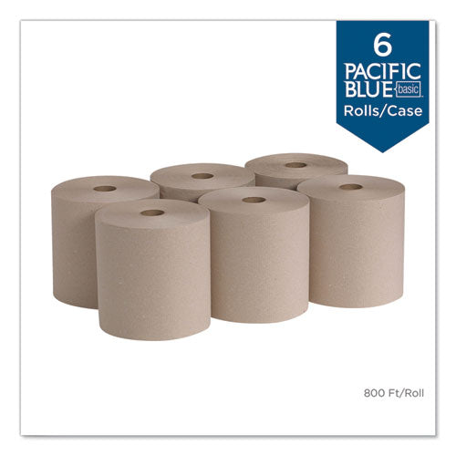 Image of Georgia Pacific® Professional Pacific Blue Basic Nonperforated Paper Towels, 1-Ply, 7.78 x 800 ft, Brown, 6 Rolls/Carton