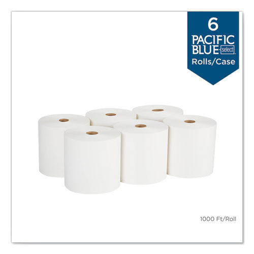 Image of Georgia Pacific® Professional Pacific Blue Basic Nonperf Paper Towels, 1-Ply, 7.78 x 1,000 ft, White, 6 Rolls/Carton