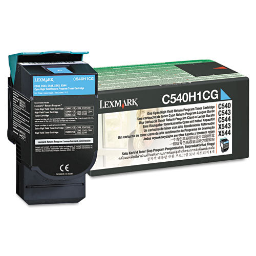 Image of Lexmark C540h1cg Return Program High-Yield Toner, 2,000 Page-Yield, Cyan