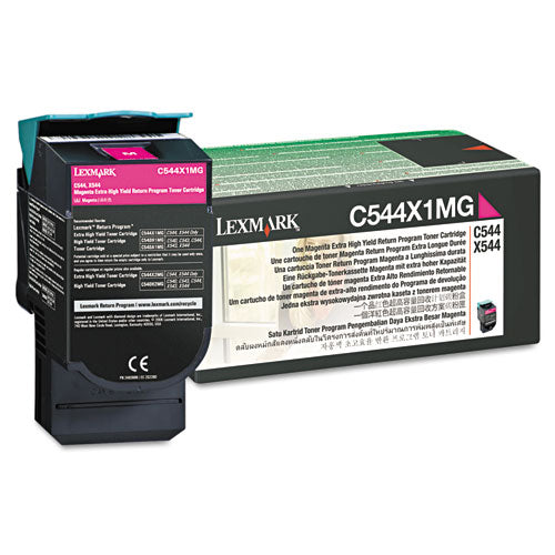 Image of Lexmark C544x1mg Return Program Extra High-Yield Toner, 4,000 Page-Yield, Magenta