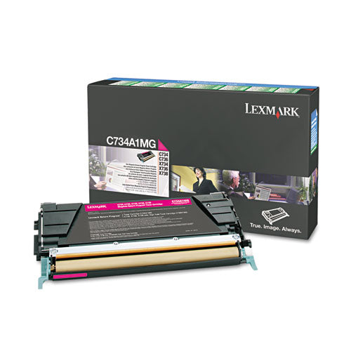 Image of Lexmark C734a1mg Return Program Toner, 6,000 Page-Yield, Magenta