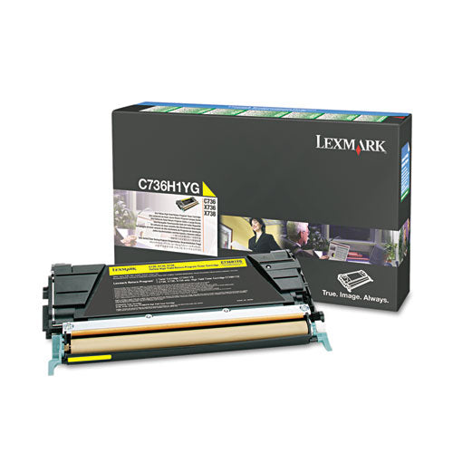 Image of Lexmark C736h1yg Return Program High-Yield Toner, 10,000 Page-Yield, Yellow