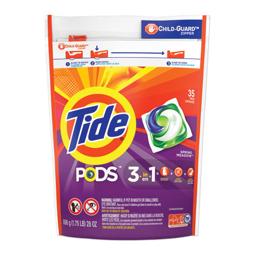 Image of Tide® Pods, HE Compatible, Laundry Detergent, Spring Meadow, 35/Pack, 4 Packs/Carton