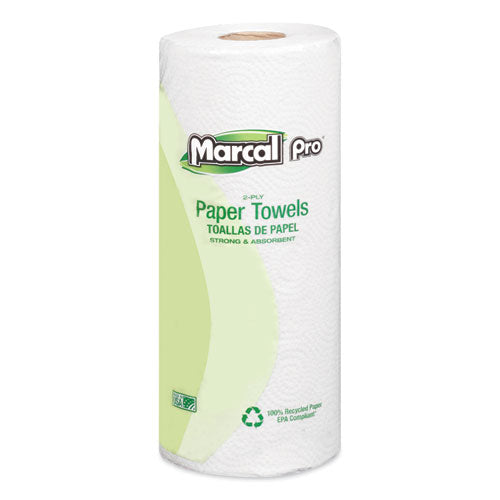 Image of Marcal PRO 100% Premium Recycled Perforated Kitchen Roll Towels, 2-Ply, 11 x 9, White, 70/Roll, 15 Rolls/Carton