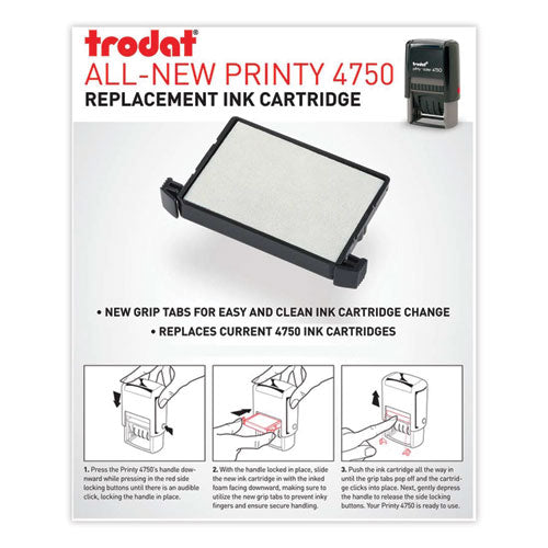 Image of Trodat® E4750 Printy Replacement Pad for Trodat Self-Inking Stamps, 1" x 1.63", Black