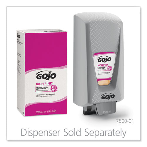 Image of GOJO® RICH PINK Antibacterial Lotion Soap Refill, Floral Scent, 5,000 mL, 2/Carton