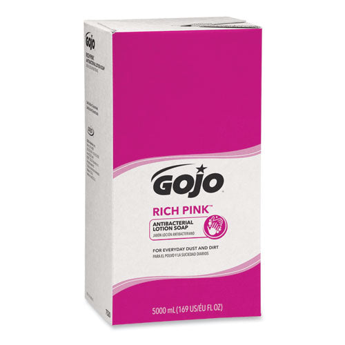 Image of GOJO® RICH PINK Antibacterial Lotion Soap Refill, Floral Scent, 5,000 mL, 2/Carton