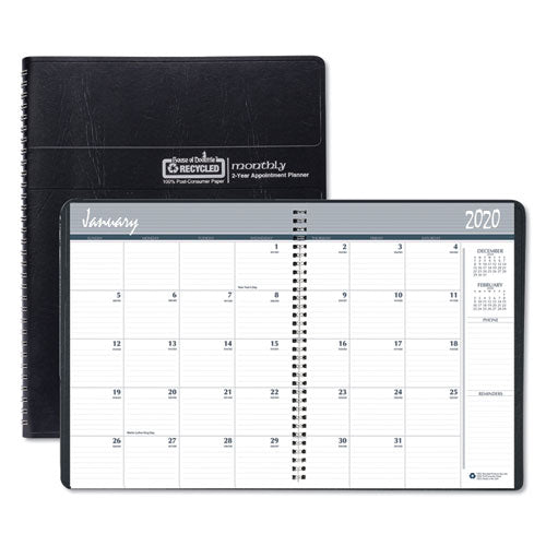 Image of House of Doolittle Recycled Two Year Monthly Planner with Expense Logs, 8.75 x 6.88, Black Cover, 24-Month: Jan 2025 to Dec 2026