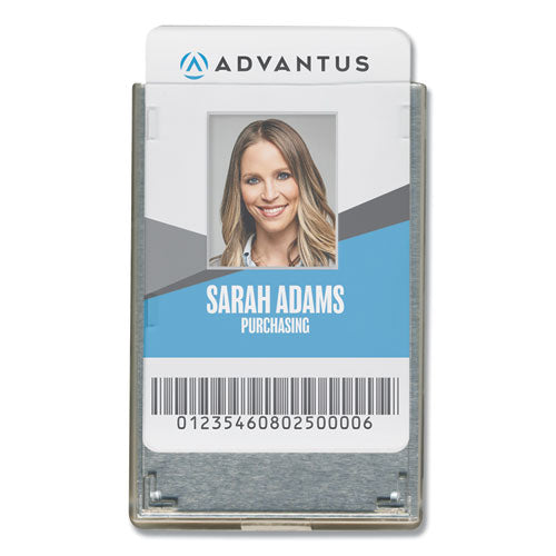 Image of Advantus Rigid Two-Badge RFID Blocking Smart Card Holder, Horizontal/Vertical, Clear 3.68" x 2.38" Holder, 3.38" x 2.13" Insert, 20/PK
