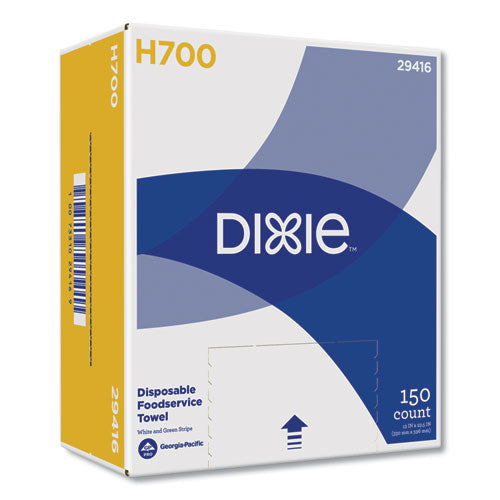 Image of Dixie® H700 Disposable Foodservice Towel, 13 x 24, Unscented, Green/White, 150/Carton