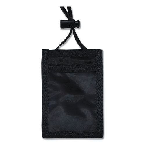 Image of Advantus ID Badge Holders with Convention Neck Pouch, Vertical, Black/Clear 3.25" x 5" Holder, 2.38" x 3.5" Insert, 48" Cord, 12/Pack