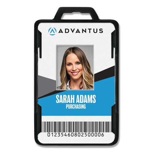 Image of Advantus Secure-Two Card RFID Blocking Badge, Horizontal/Vertical, Black 3.68" x 2.38" Holder, 3.38" x 2.13" Insert, 20/Pack