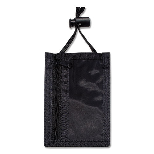 Image of Advantus ID Badge Holders with Convention Neck Pouch, Vertical, Black/Clear 3.25" x 5" Holder, 2.38" x 3.5" Insert, 48" Cord, 12/Pack