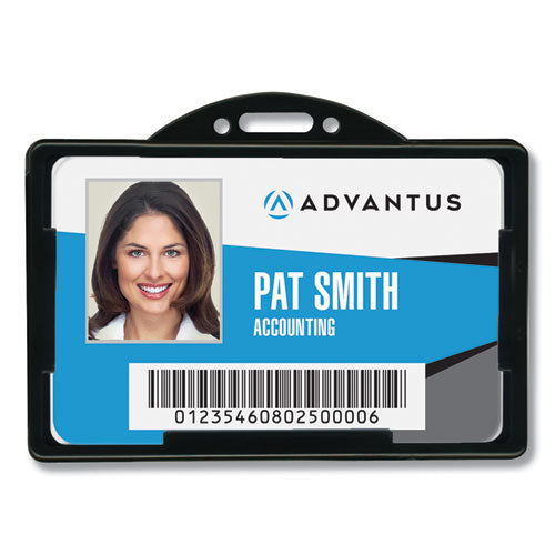 Image of Advantus ID Card Holders, Horizontal, Black 3.68" x 2.38" Holder, 3.38" x 2.13" Insert, 25/Pack