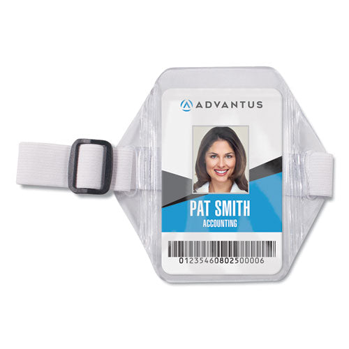 Image of Advantus Arm Band Badge Holders, Vertical, Transparent Frost 5" x 5" Holder, 2.75" x 4" Insert, 12/Pack
