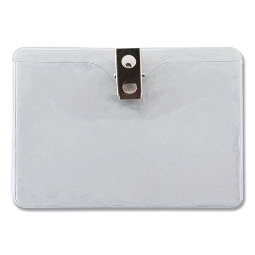 Image of Advantus ID Badge Holders with Clip, Horizontal, Clear 4.13" x 3.38" Holder, 3.75" x 2.75" Insert, 50/Pack