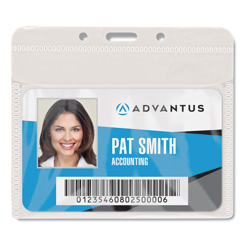 Image of Advantus PVC-Free Badge Holders, Horizontal, Clear 4.5" x 4" Holder, 4.13" x 3.25" Insert, 50/Pack