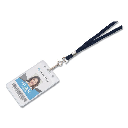Image of Advantus Deluxe Lanyards, Metal J-Hook Fastener, 36" Long, Blue, 24/Box