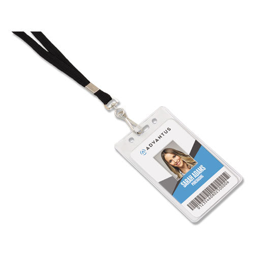 Image of Advantus Deluxe Lanyard, Metal J-Hook Fastener, 36" Long, Black