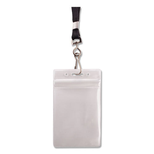 Image of Advantus Resealable Badge Holders Combo Pack, 36" Lanyard, Vertical, Transparent Frost 3.68" x 5" Holder, 2.38" x 3.75" Insert, 20/PK