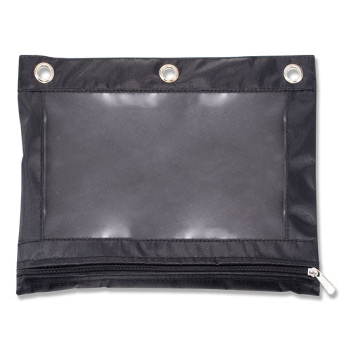 Image of Advantus Binder Pencil Pouch, 3-Hole Punched, 10" x 7.38", Black/Clear