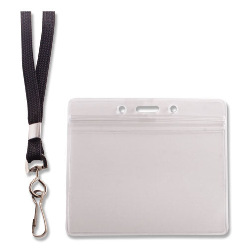 Image of Advantus Resealable Badge Holders Combo Pack with 36" Lanyard, Horizontal, Frost 4.13" x 3.75" Holder, 3.88" x 2.63" Insert, 20/Pack