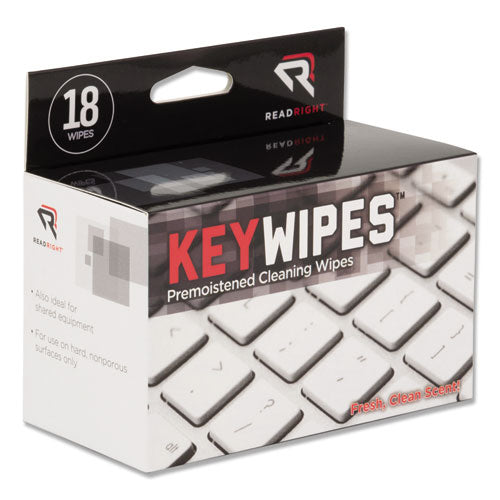 Image of Read Right® KeyWipes Keyboard Wet Wipes, 6.88 x 5, Unscented, 18/Box