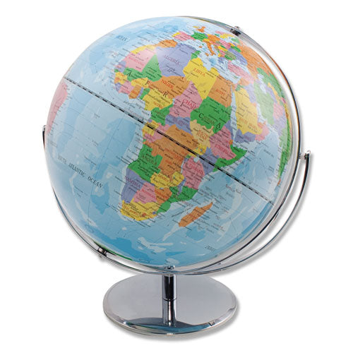 Image of Advantus 12-Inch Globe with Blue Oceans, Silver-Toned Metal Desktop Base, Full-Meridian